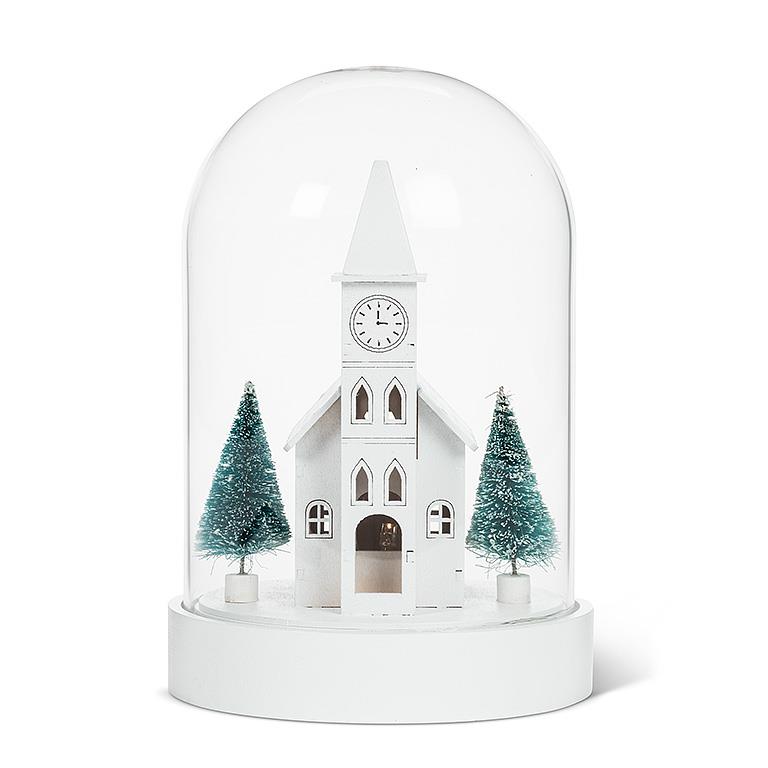 Church & Tree Cloche with LED Light