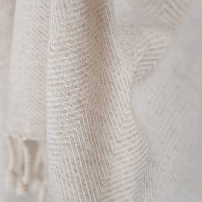 Sophia Herringbone Lambswool Throw Blanket