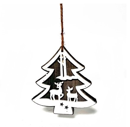 White Laser Cut Wooden Ornaments - Assorted Styles