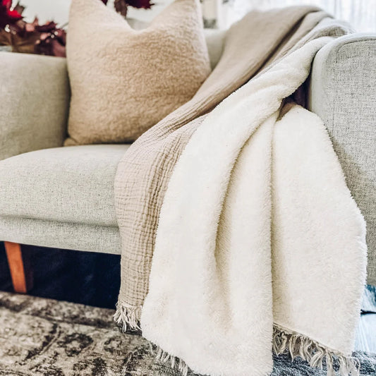 Crinkle Fleece-Lined Throw