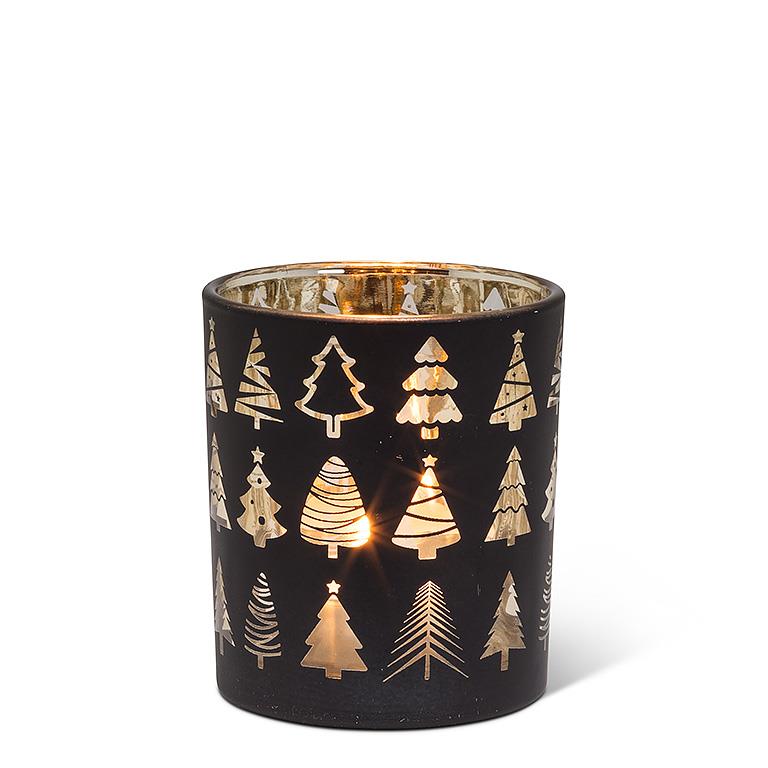 Black Tealight with Multiple Decorative Trees