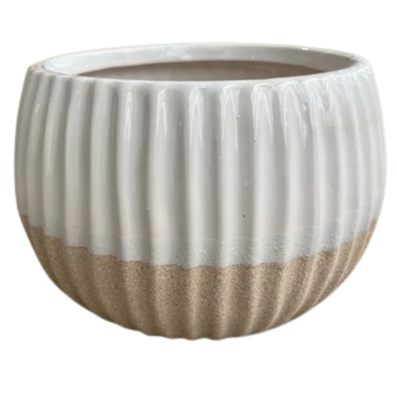 Riveted White Sand Ceramic Pot