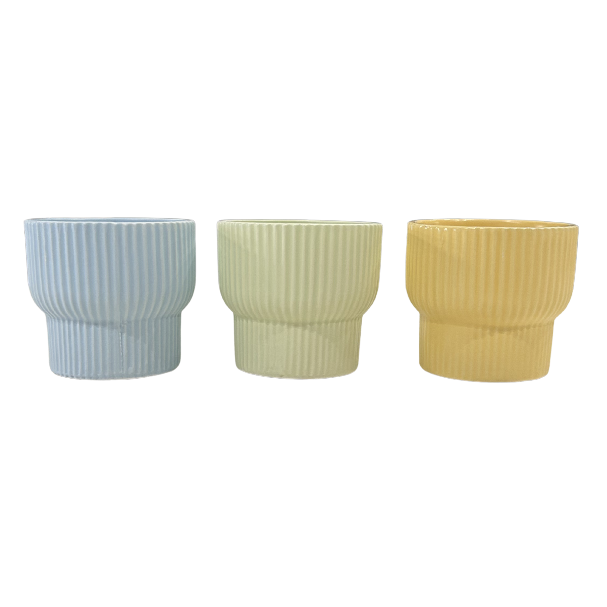 4" Ceramic Ribbed Pot - Assorted Colours