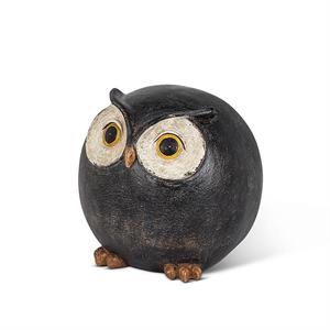 Round Black Owl Figurine