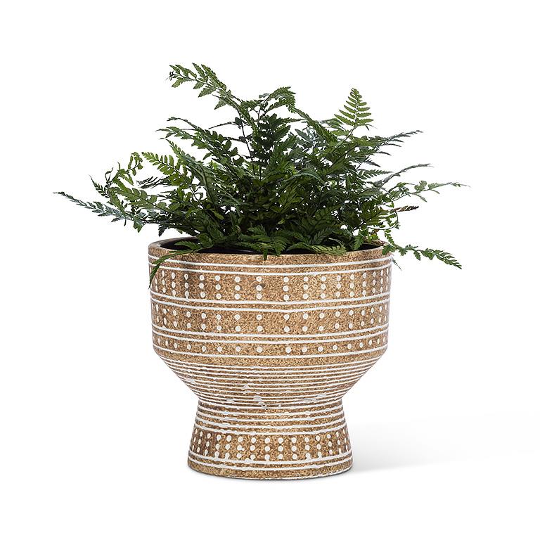 Dotted Pedestal Cement Pot