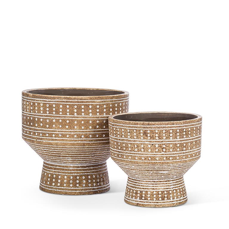 Dotted Pedestal Cement Pot