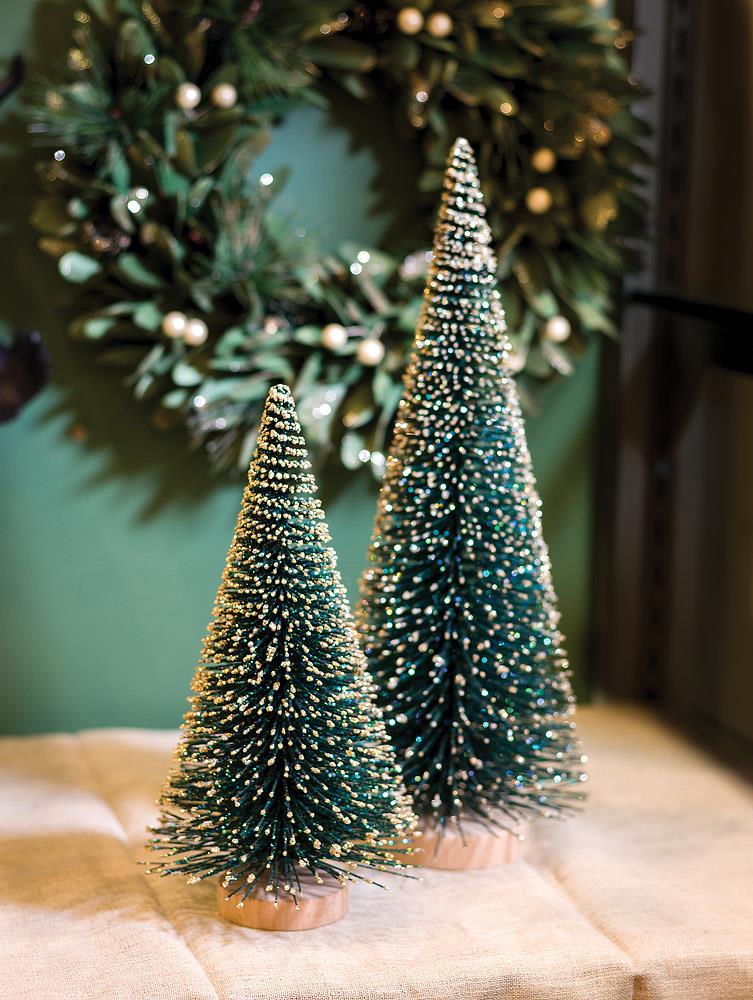 Green Brush Tree with Glitter