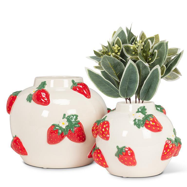 Round Vase with Strawberries