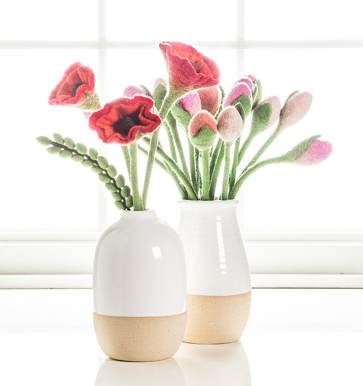 White Dipped Ceramic Vases