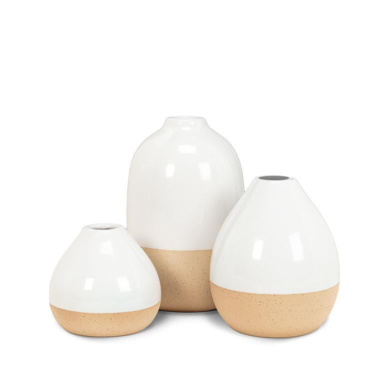White Dipped Ceramic Vases