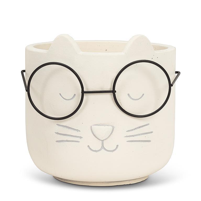 Cat Pot with Glasses