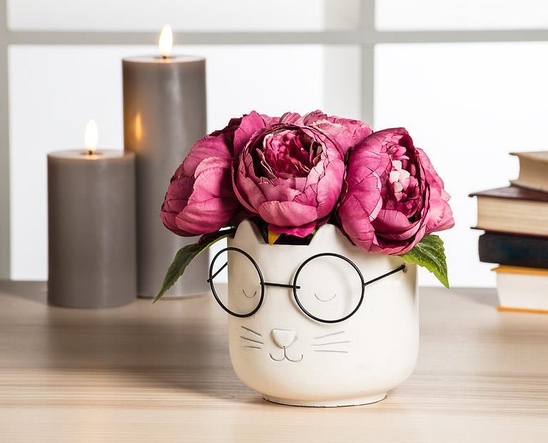 Cat Pot with Glasses