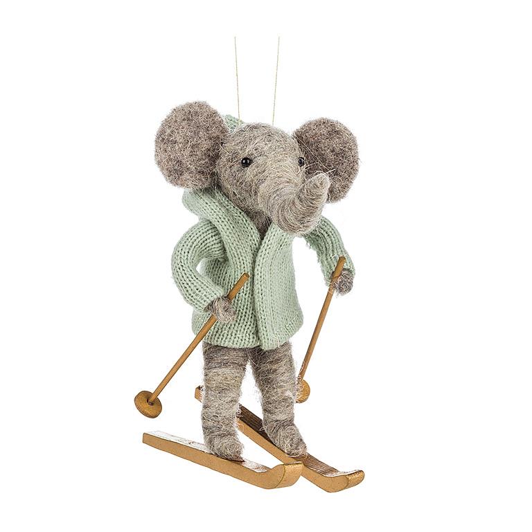 Skiing Elephant Ornament