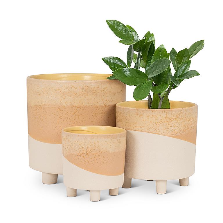 Neutral Abstract Footed Pot 6"