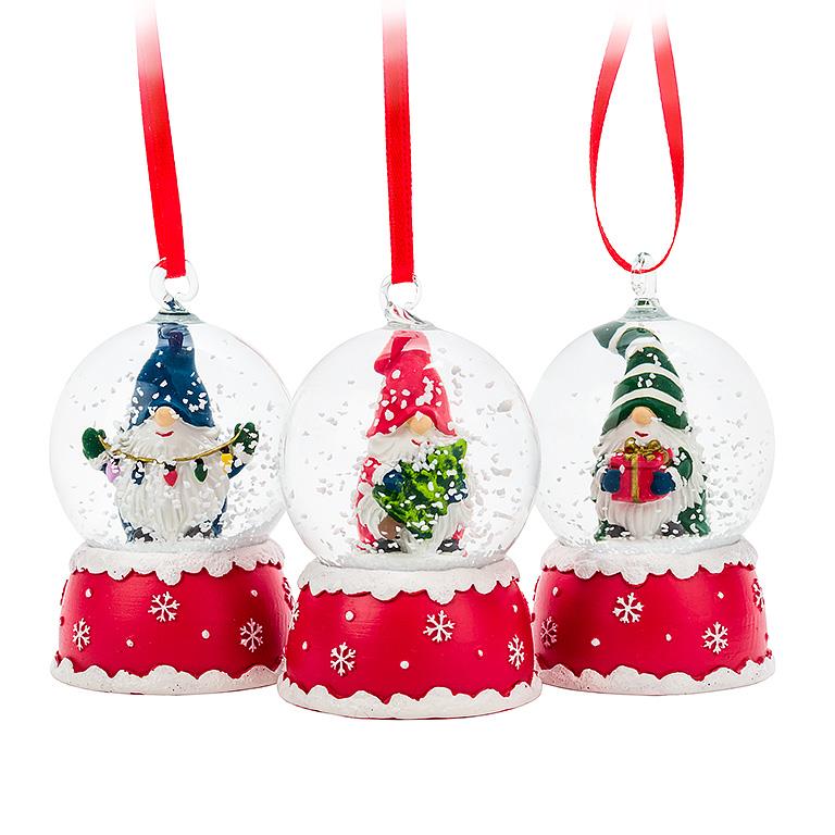 Small Gnome Snow Globe Ornaments - Assorted