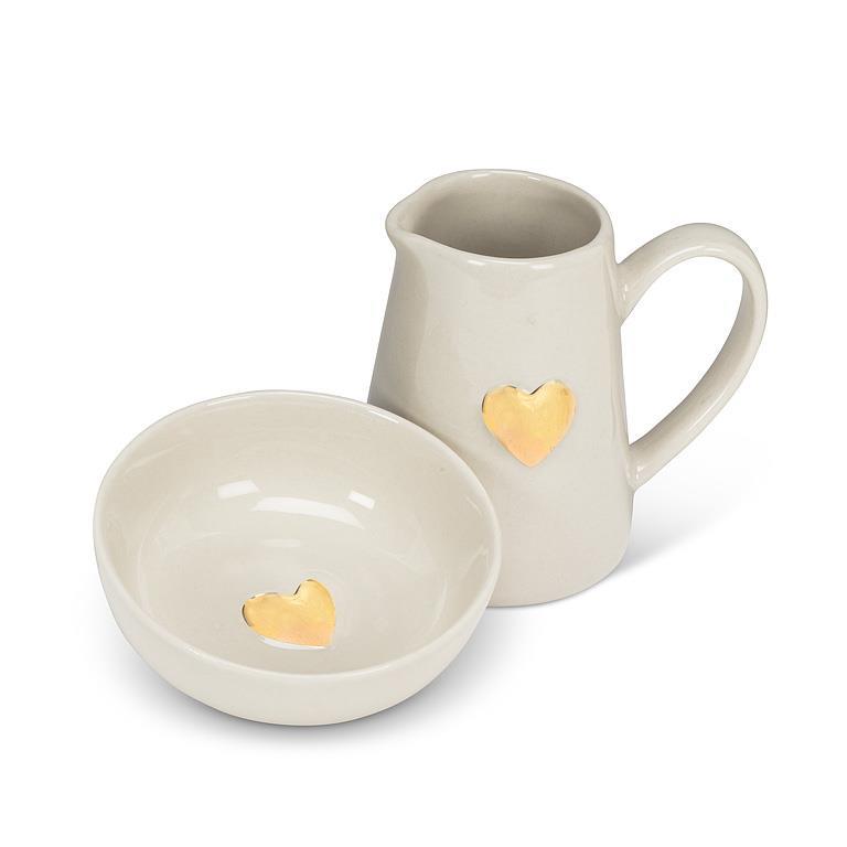 Mini Heart Jug, Bowl & Jam Jar