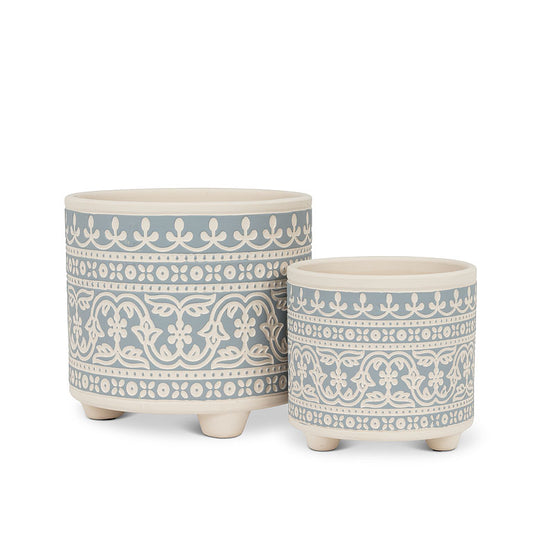 Blue Stencil Planter