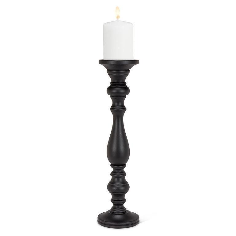Turned Wood Pillar Candle Holder