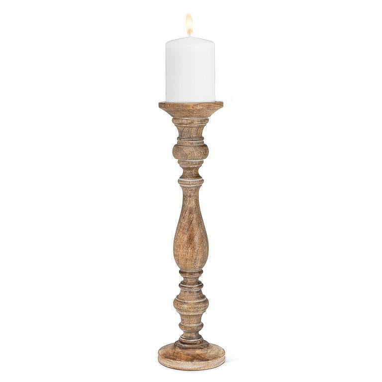 Turned Wood Pillar Candle Holder