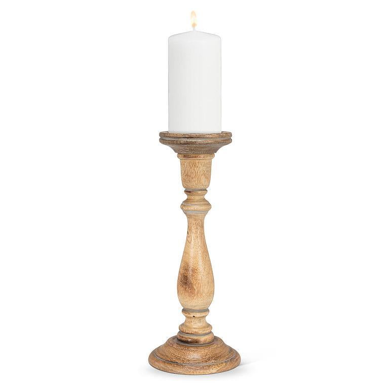 Turned Wood Pillar Candle Holder
