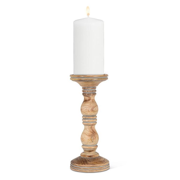 Turned Wood Pillar Candle Holder