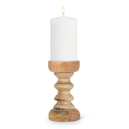 Turned Wood Pillar Candle Holder