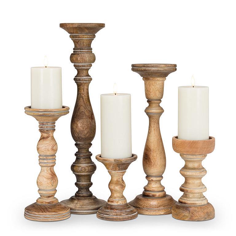 Turned Wood Pillar Candle Holder