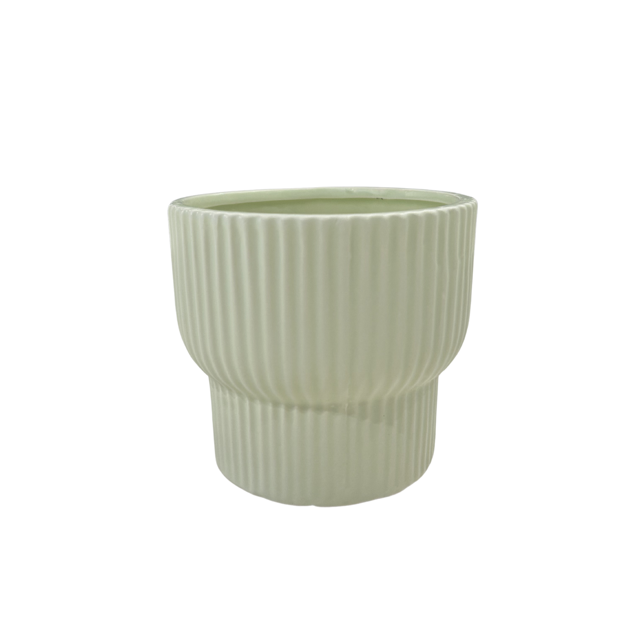 4" Ceramic Ribbed Pot - Assorted Colours