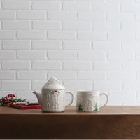 White Golden House Stacked Tea & Mug Set