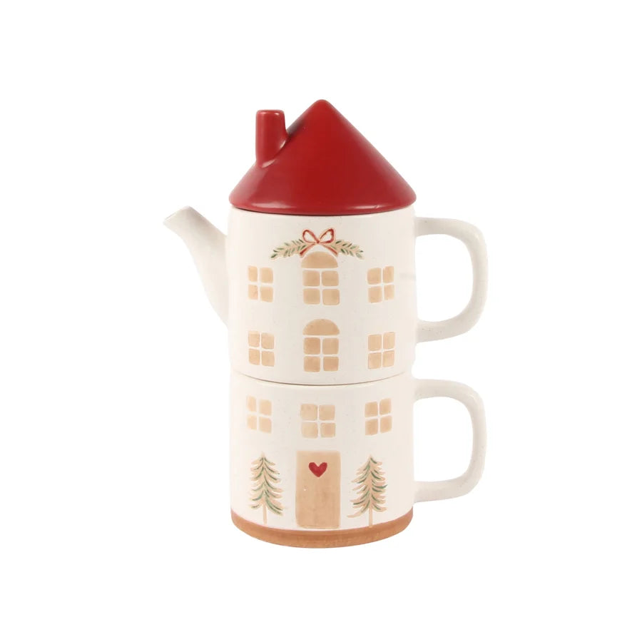 Happy Home Stacked Tea & Mug Set