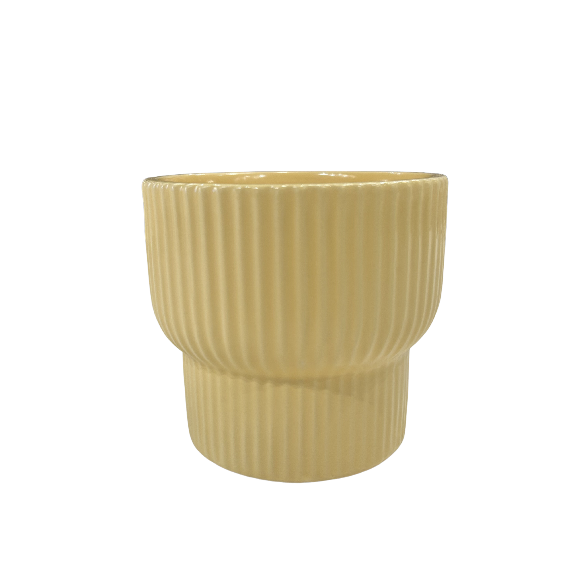 4" Ceramic Ribbed Pot - Assorted Colours