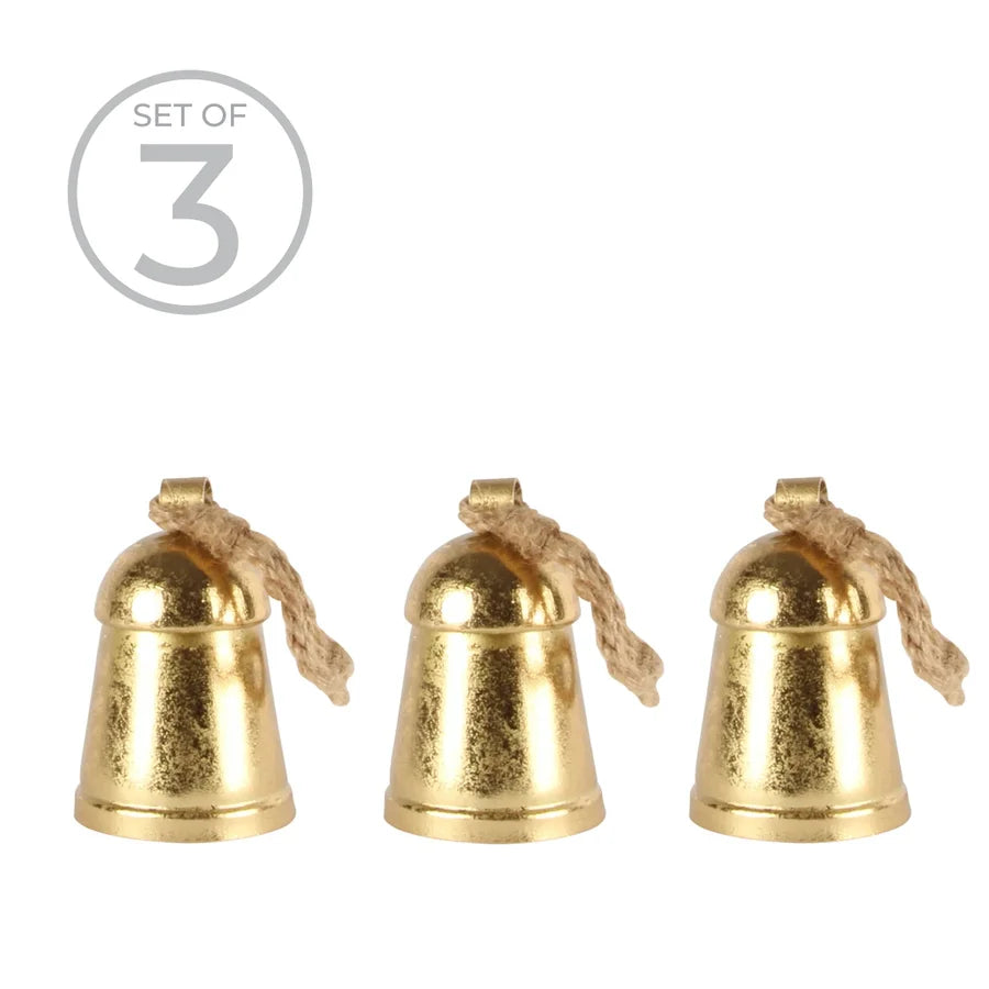 Extra Small Golden Ornament Bell Set of 3