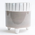 Grey and White Striped Pot