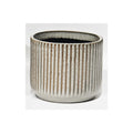 Grey and Brown Ribbed Glazed Ceramic Pot