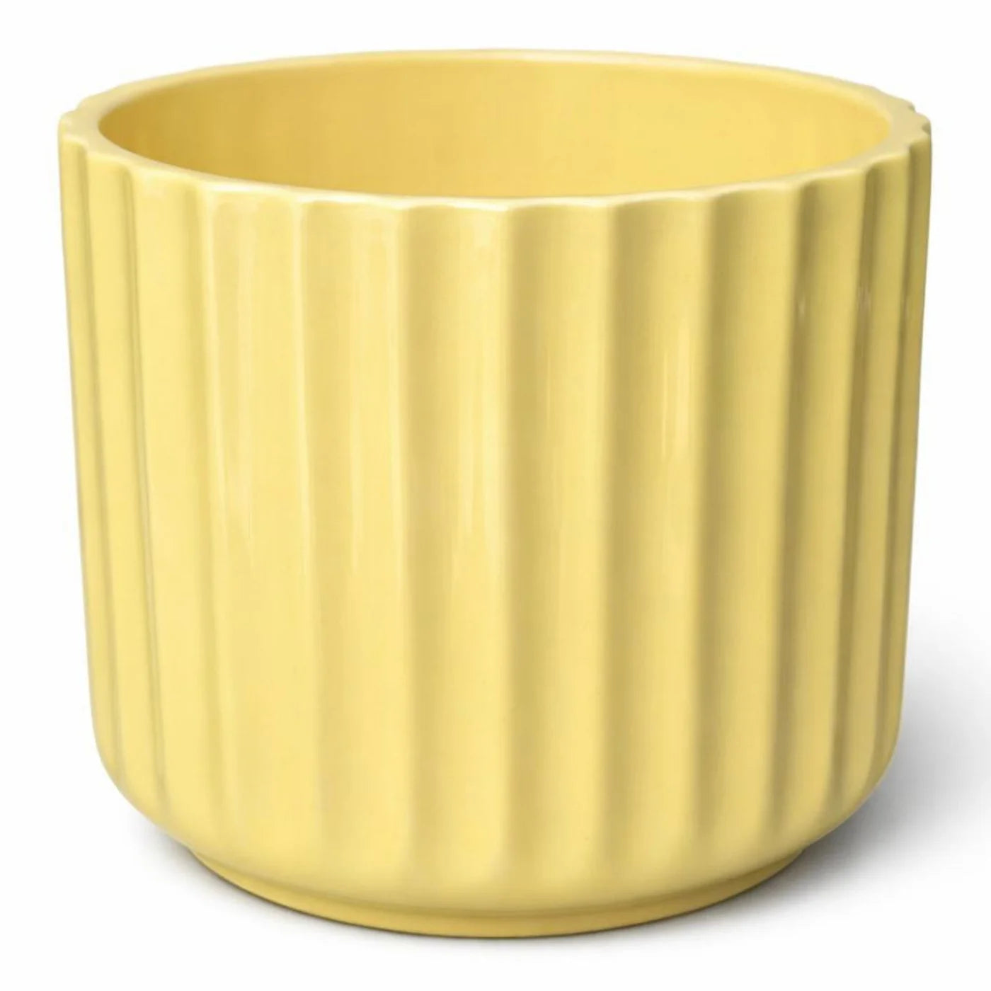 Shiny Yellow Ribbed Dolomite Pot 4"