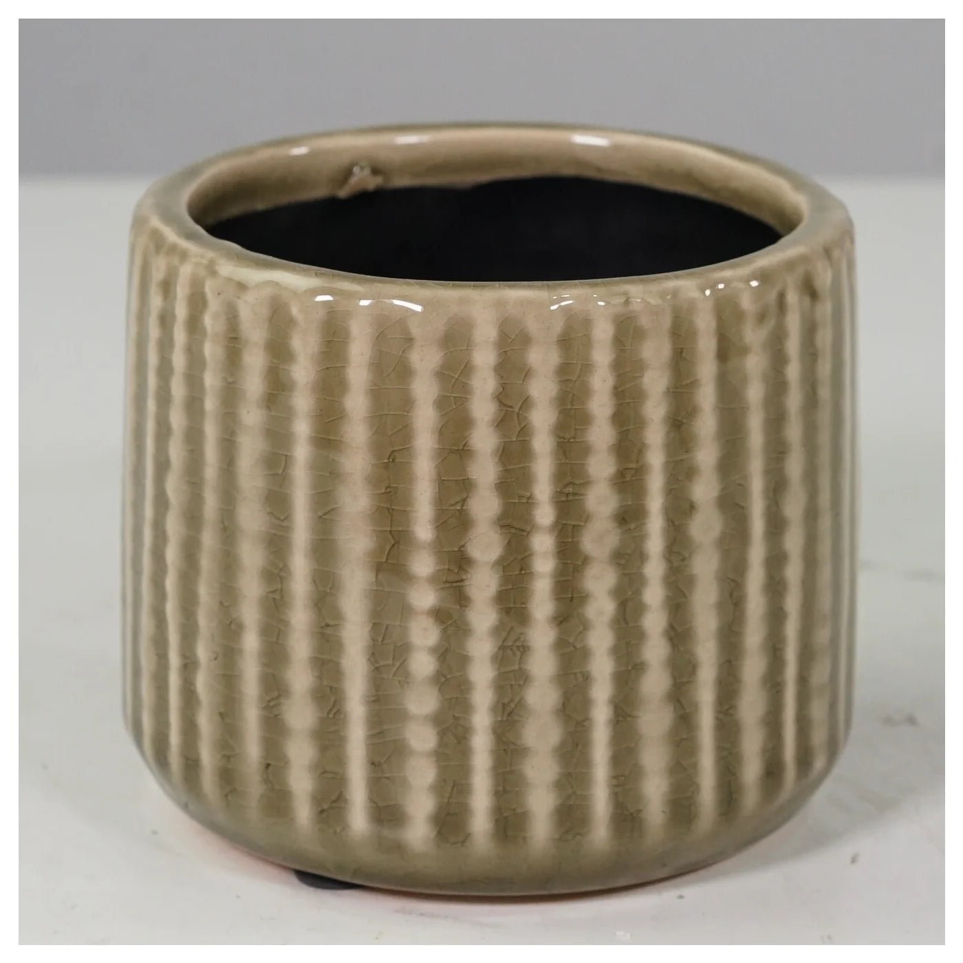 Green/Brown Glazed Ceramic Pot