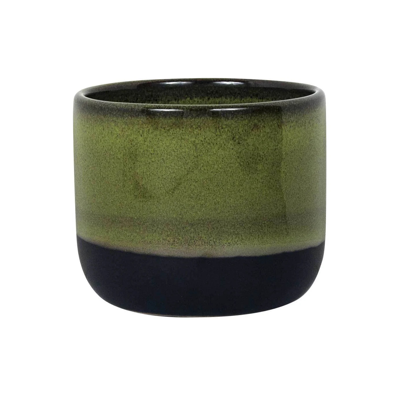 Green and Black Glazed Ceramic Pot