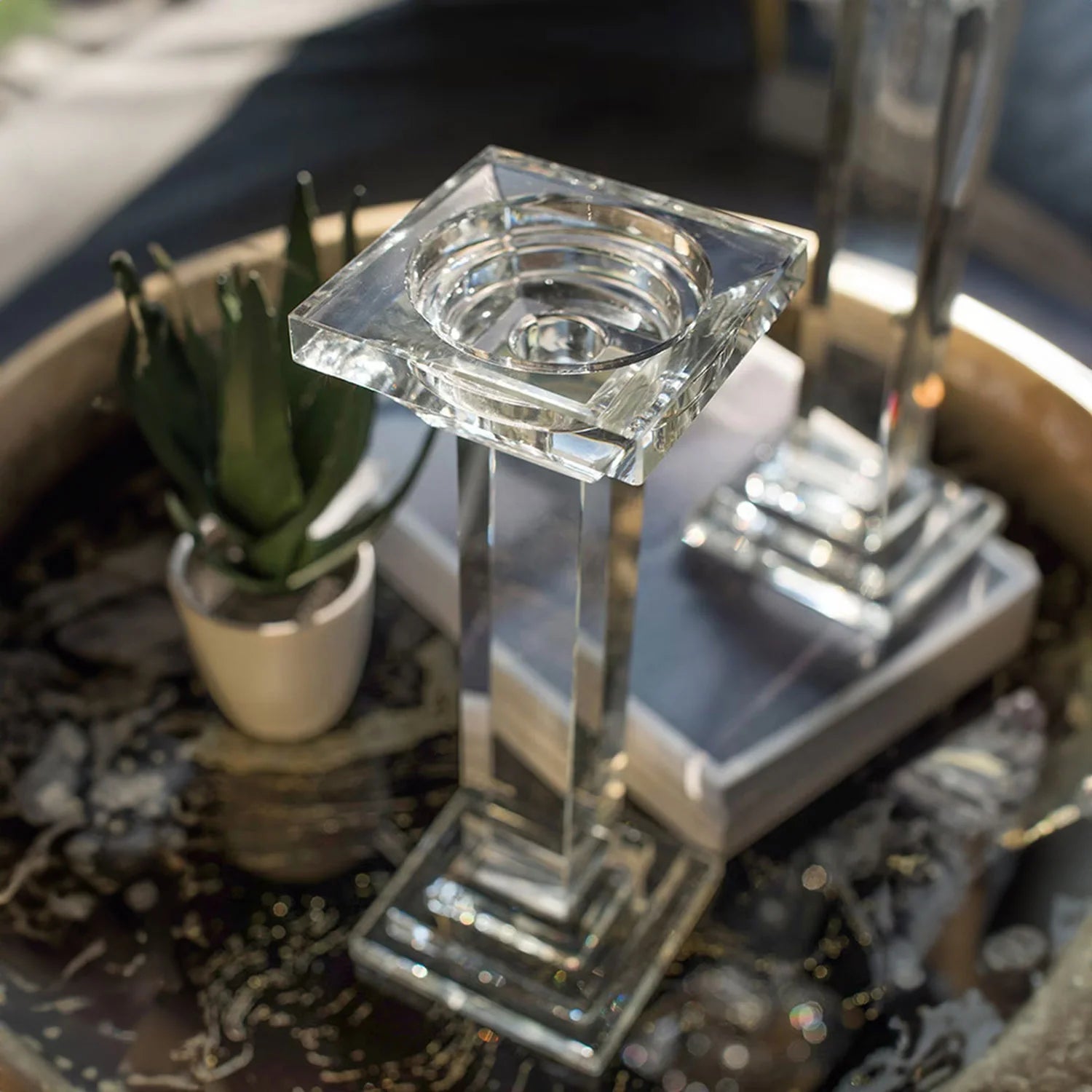 Crystal Pillar Candle Holder