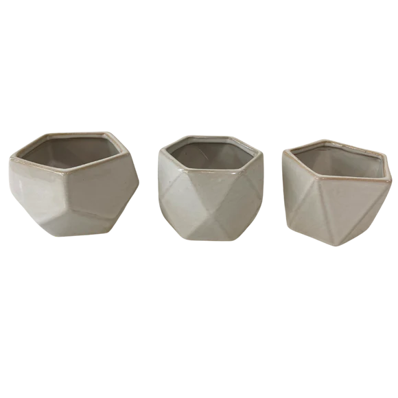 White Geometric Succulent Pots