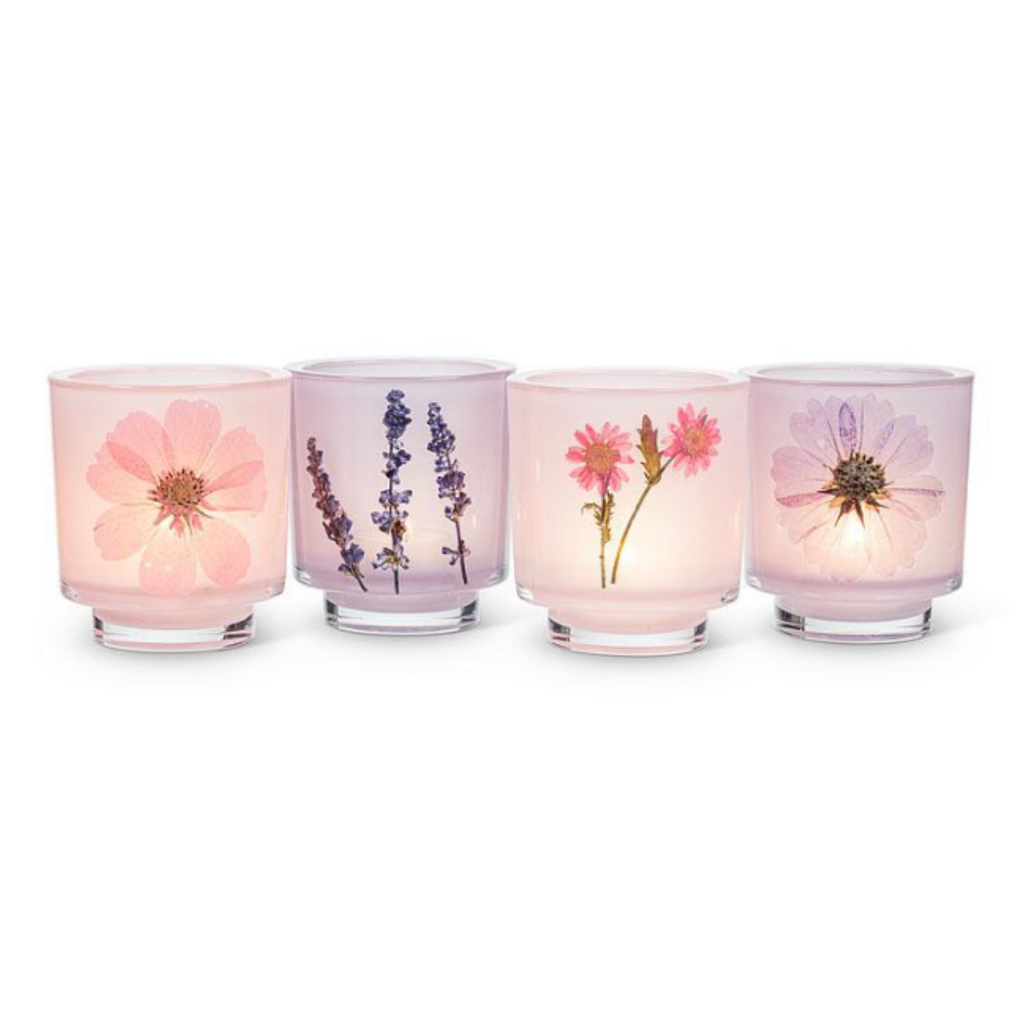 Candle Holder with Pressed Flowers
