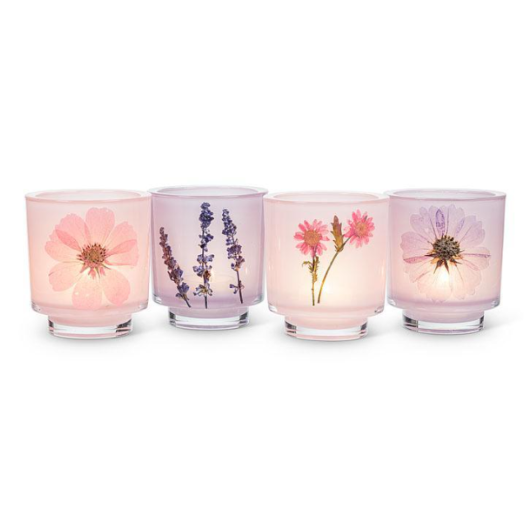 Candle Holder with Pressed Flowers