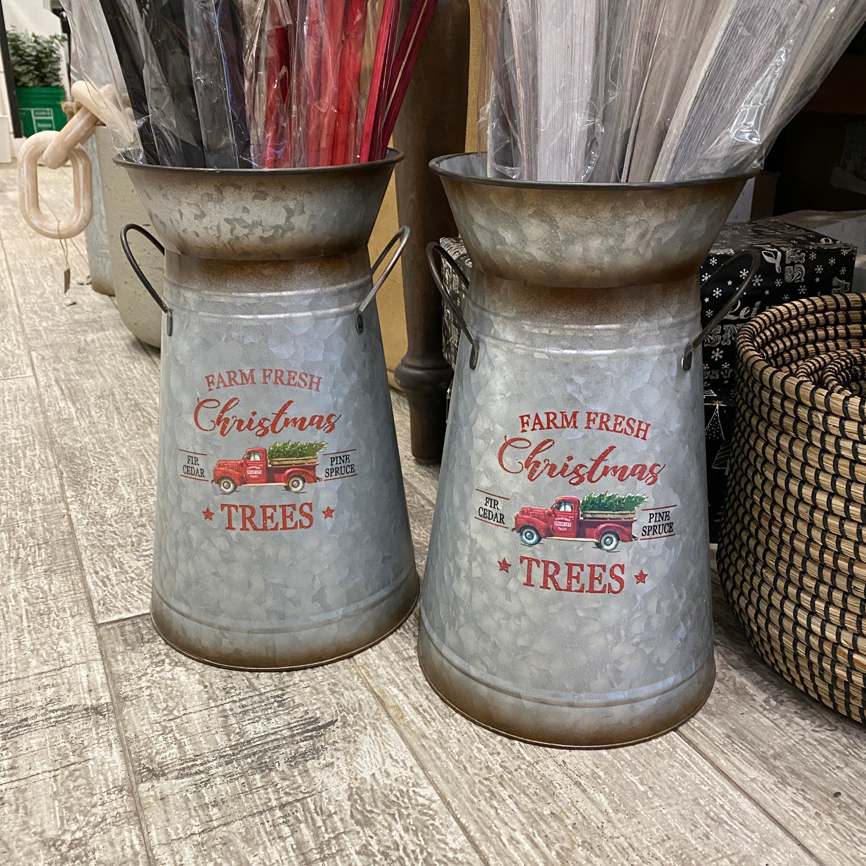 Farm Fresh Christmas Tress jug style tin