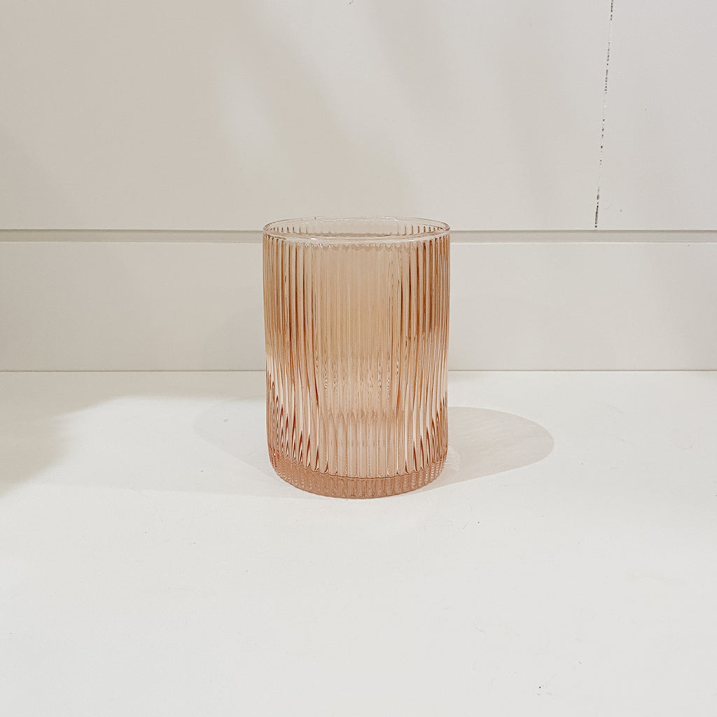 Pink Ribbed Glass Vase