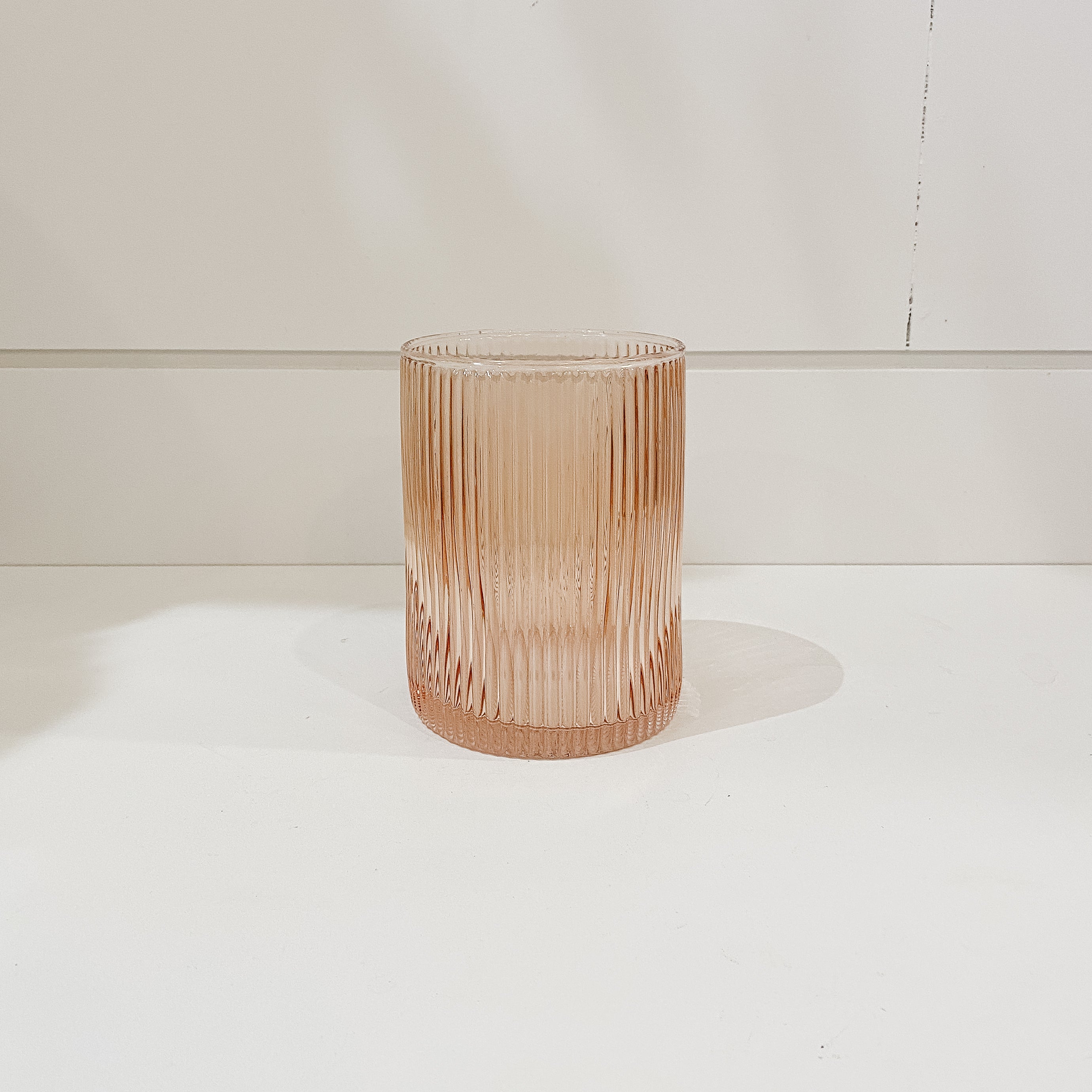 Pink Ribbed Glass Vase