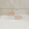 Pink Checkered Cube Pot