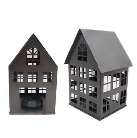 Metal House with Candle Holder