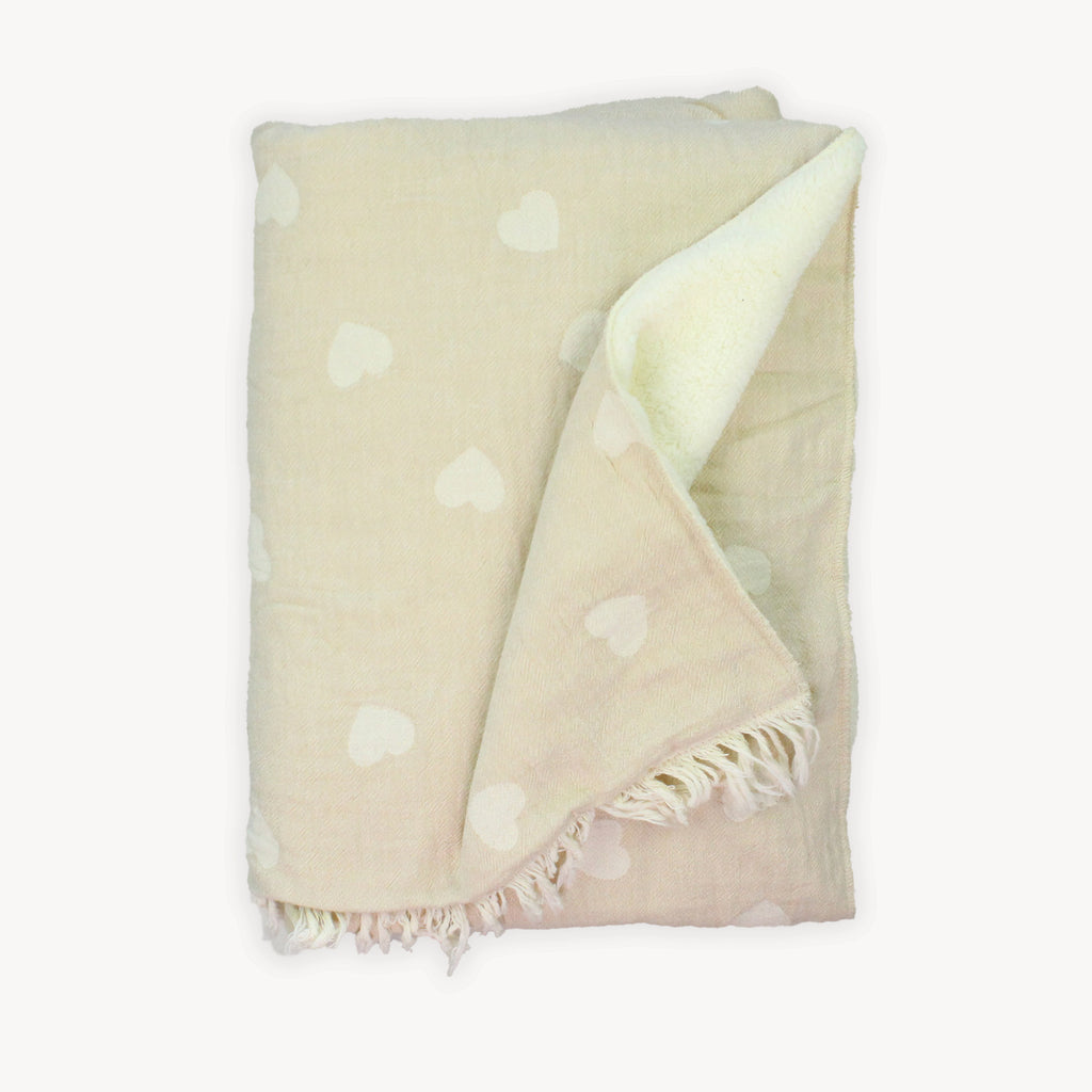 Heart Fleece Lined Throw