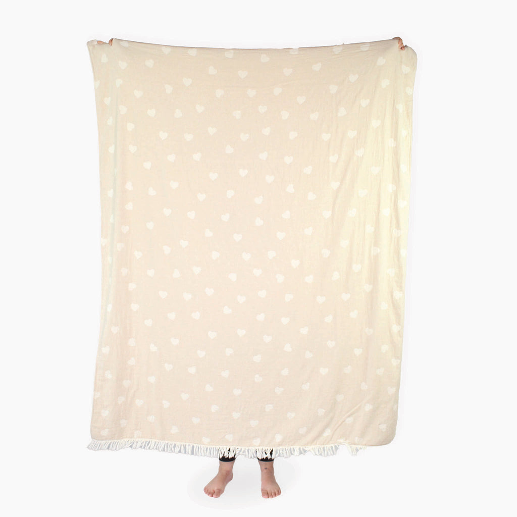 Heart Fleece Lined Throw