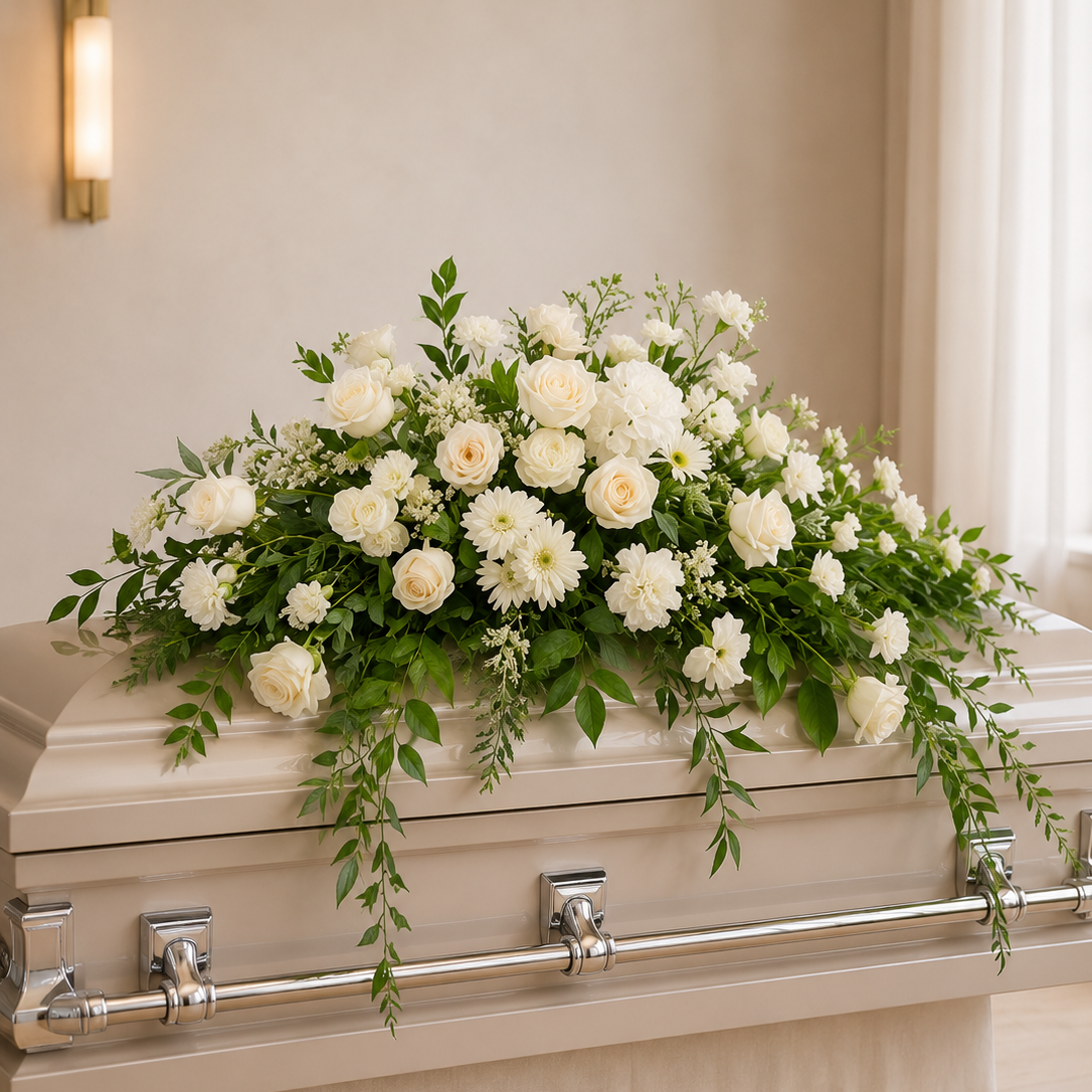 "PURE REMEMBRANCE" Casket Spray - HF SIGNATURE STYLE