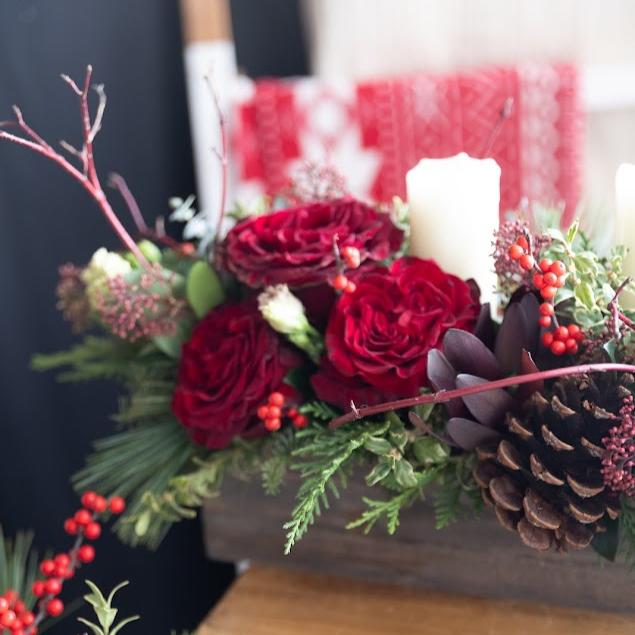 "Red Rustic Winter's Charm" Floral Arrangement
